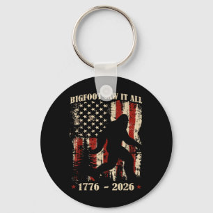 Bigfoot Patriotic 250 Years Aamerican Usa 4th Of Keychain