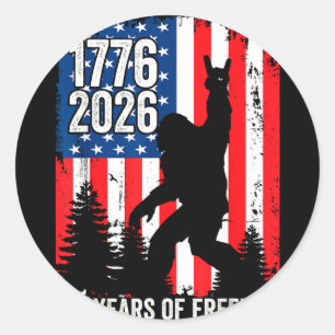 Bigfoot patriotic 250 years of freedom usa 250th classic round sticker