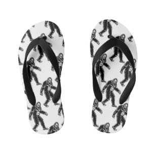 Bigfoot Pattern Black White Sasquatch Monster Kid's Flip Flops