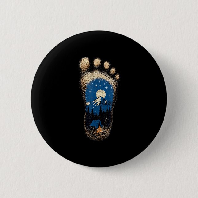Bigfoot paw print camping mountain sasquatch 2 inch round button (Front)