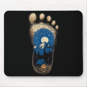 Bigfoot paw print camping mountain sasquatch mouse pad
