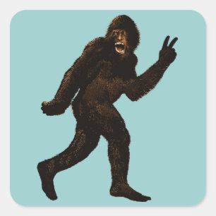 Bigfoot Peace Square Sticker