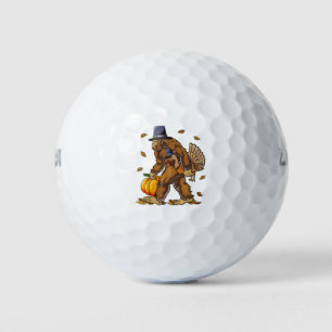 Bigfoot Pilgrim Turkey Pumpkin Thanksgiving Day Bo Golf Balls