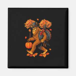 Bigfoot Pilgrim Turkey Pumpkin Thanksgiving Day Bo Magnet