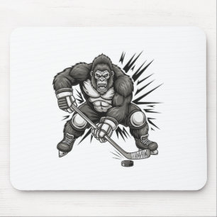 Bigfoot Player Playing Hockey Funny Sasquatch Ice  Mouse Pad