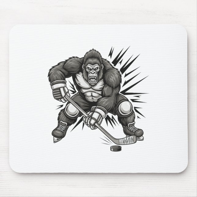 Bigfoot Player Playing Hockey Funny Sasquatch Ice  Mouse Pad (Front)