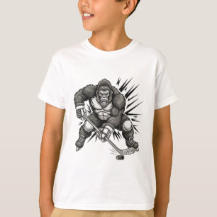 Bigfoot Player Playing Hockey Funny Sasquatch Ice T-Shirt