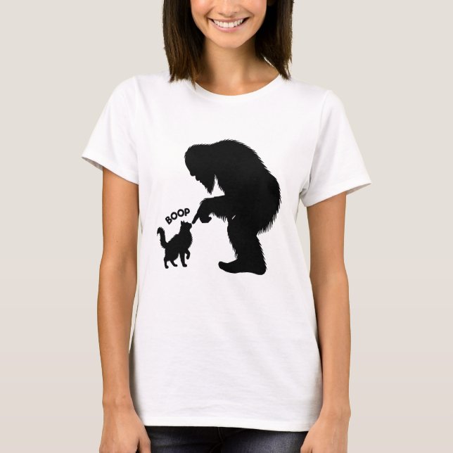 Bigfoot Playful Long Haired Cat Boop  T-Shirt (Front)