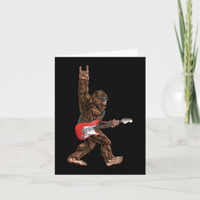 Bigfoot Playing A Electric Guitar Rock On Sasquatc Card (Front)