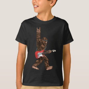 Bigfoot Playing A Electric Guitar Rock On Sasquatc T-Shirt