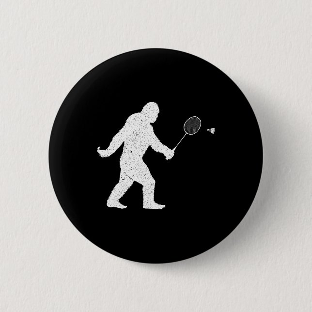 Bigfoot Playing Badminton Shuttle Funny Badminton  2 Inch Round Button (Front)