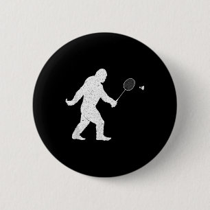 Bigfoot Playing Badminton Shuttle Funny Badminton 2 Inch Round Button