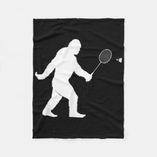 Bigfoot Playing Badminton Shuttle Funny Badminton Fleece Blanket
