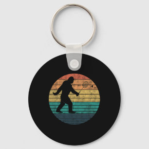 Bigfoot Playing Badminton Shuttle Funny Badminton  Keychain