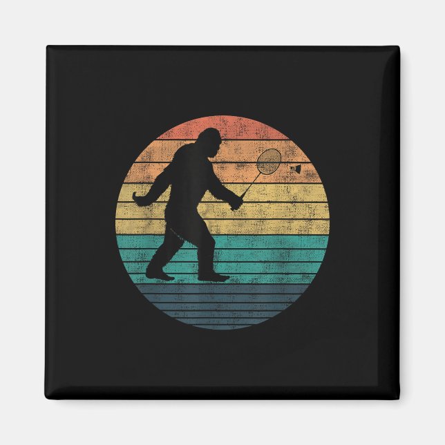 Bigfoot Playing Badminton Shuttle Funny Badminton  Magnet (Front)
