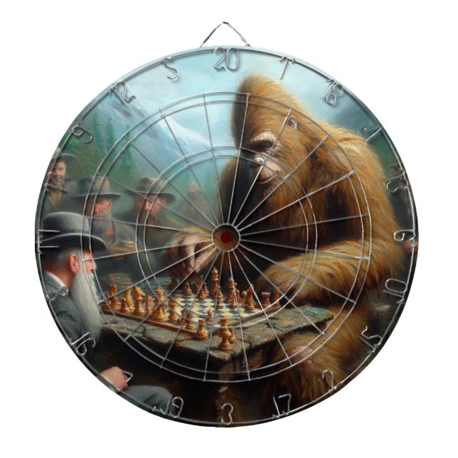 Bigfoot Playing Chess Dartboard (Front)
