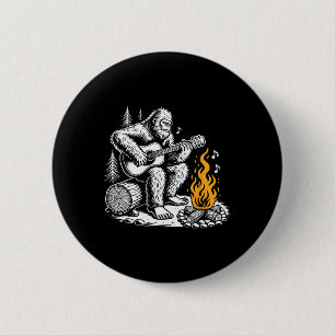 Bigfoot Playing Guitar Campfire Funny Camping Outd 2 Inch Round Button