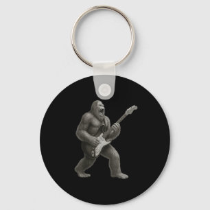 Bigfoot Playing Guitar Rock And Roll Gift Men Wome Keychain