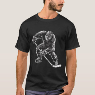 Bigfoot Playing Hockey Player Funny Sasquatch Hock T-Shirt