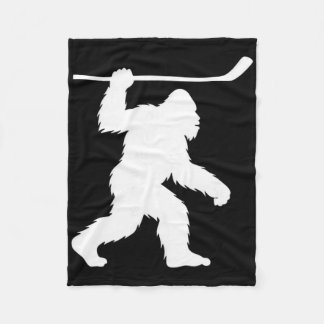 Bigfoot Plays Hockey Funny Sasquatch Sports Fleece Blanket
