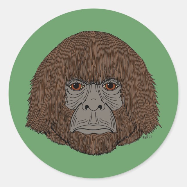 Bigfoot Portrait 2 (Human-Like) Classic Round Sticker (Front)