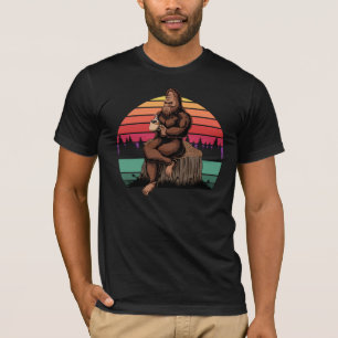 bigfoot-relaxing-coffee-sunset-retro T-Shirt