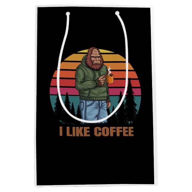 bigfoot relaxing drink coffee retro medium gift bag (Front)