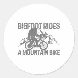 Bigfoot Rides A Mountain Bike Funny Mtb Biking Bik Classic Round Sticker