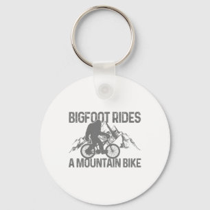 Bigfoot Rides A Mountain Bike Funny Mtb Biking Bik Keychain