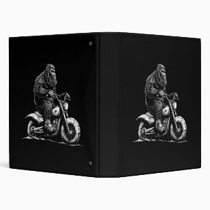 Bigfoot Riding A Motorcycle Bike Funny Sasquatch M Binder