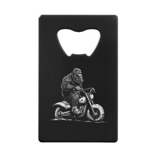 Bigfoot Riding A Motorcycle Bike Funny Sasquatch M Credit Card Bottle Opener
