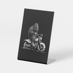 Bigfoot Riding A Motorcycle Bike Funny Sasquatch M Pedestal Sign