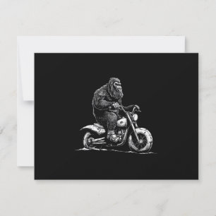 Bigfoot Riding A Motorcycle Bike Funny Sasquatch M RSVP Card