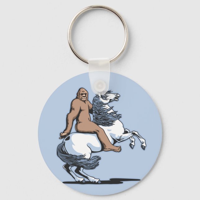 Bigfoot Riding a Unicorn Keychain (Front)