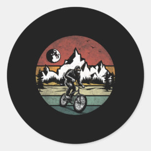 Bigfoot Riding Bicycle Vintage Mountain Biking Big Classic Round Sticker