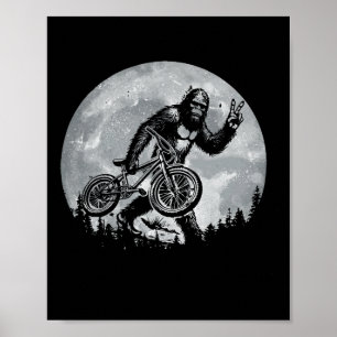 Bigfoot Riding Bicycle Vintage Mountain Biking Big Poster
