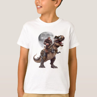 Bigfoot Riding Dinosaur Funny Sasquatch T-Shirt