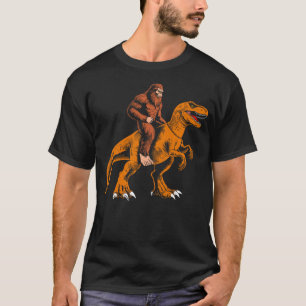 Bigfoot riding dinosaur kids sasquatch riding t re T-Shirt