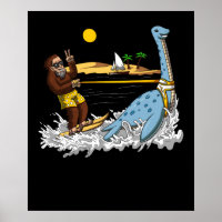 Bigfoot Riding Loch Ness Monster Funny Conspiracy
