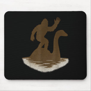 Bigfoot Riding Loch Ness Monster Funny Sasquatch  Mouse Pad