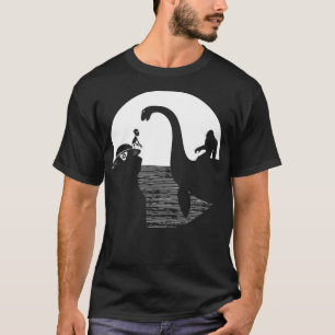 Bigfoot Riding Loch Ness Monster With Alien! Funny T-Shirt