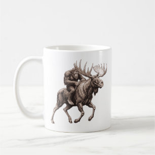 Bigfoot Riding Moose Coffee Mug