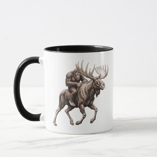 Bigfoot Riding Moose  Mug (Left)