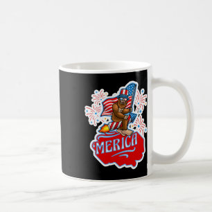 Bigfoot Riding On Firework 4th Of July Independenc Coffee Mug