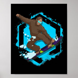 Bigfoot Riding Snowboard For Winter Snowboarding  Poster