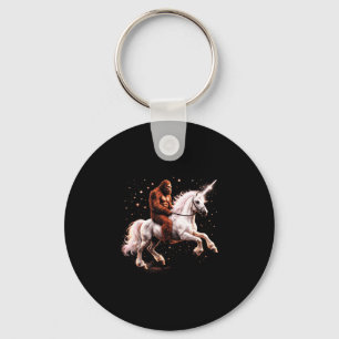 Bigfoot riding unicorn funny men women sasquatch keychain