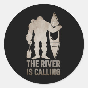Bigfoot River Kayak Sasquatch Camping Canoe Gift Classic Round Sticker