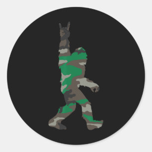 Bigfoot Rock And Roll Orange Camo Hunting Safety G Classic Round Sticker