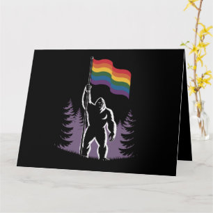 Bigfoot Rock On LGBTQ Progressive New Pride Flag  Card