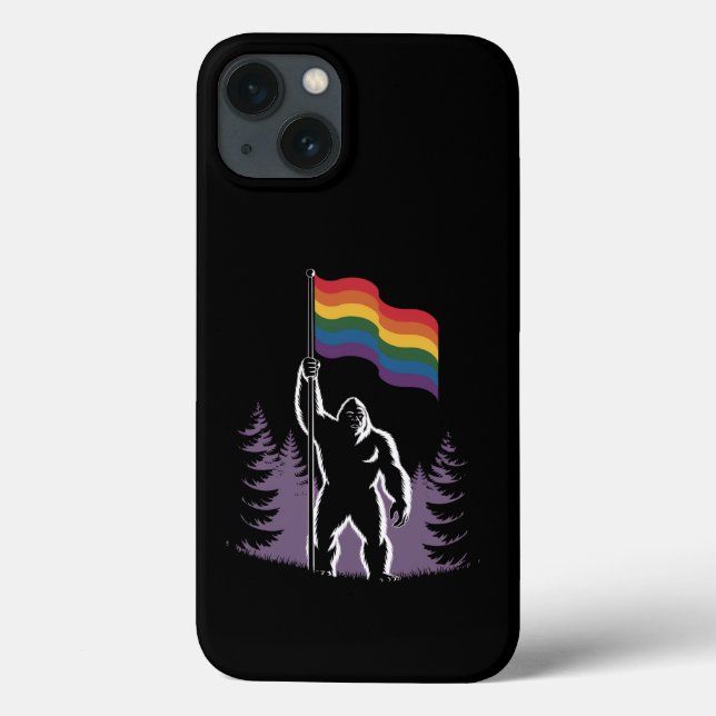 Bigfoot Rock On LGBTQ Progressive New Pride Flag  Case-Mate iPhone Case (Back)